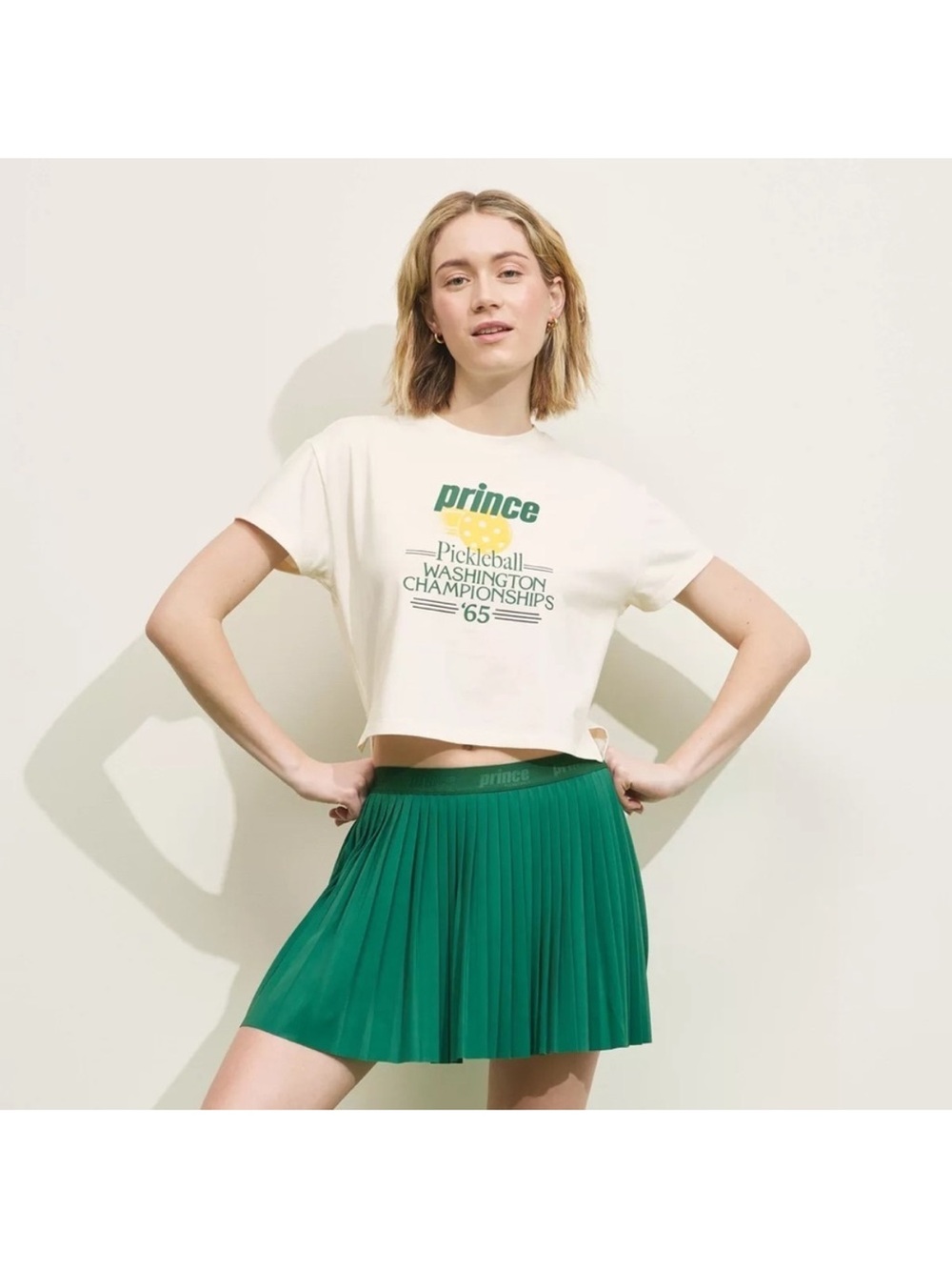Prince Forest Green Pleated Pickleball Tennis Workout Skater Skirt Skort S